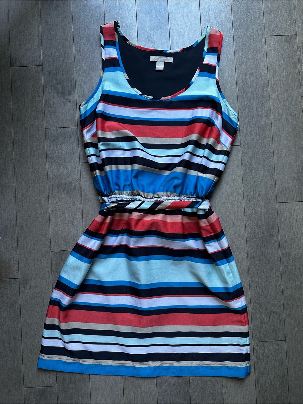 Women’s Banana Republic Colorful Striped Tie Waist Summer Office Tank Dress Sz 6